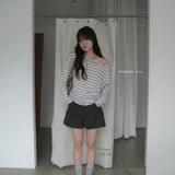 KOREAN COLLECTION 2609 条纹斜肩宽松长袖