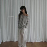 KOREAN COLLECTION 2609 条纹斜肩宽松长袖