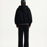 MATIN KIM 2606 BACK LOGO ESSENTIAL HOODY ZIP UP IN BLACK