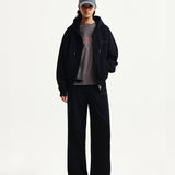 MATIN KIM 2606 BACK LOGO ESSENTIAL HOODY ZIP UP IN BLACK