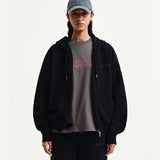 MATIN KIM 2606 BACK LOGO ESSENTIAL HOODY ZIP UP IN BLACK
