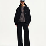 MATIN KIM 2606 BACK LOGO ESSENTIAL HOODY ZIP UP IN BLACK