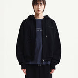 MATIN KIM 2606 BACK LOGO ESSENTIAL HOODY ZIP UP IN BLACK