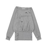 FANCY CLUB 2603 Drawing Stripe Off-Shoulder GRAY