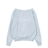 FANCY CLUB 2603 Pros Off-Shoulder Sweatshirt BLUE MELANGE