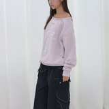 FANCY CLUB 2603 Pros Off-Shoulder Sweatshirt PINK MELANGE