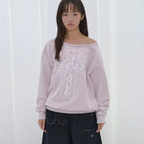FANCY CLUB 2603 Pros Off-Shoulder Sweatshirt PINK MELANGE