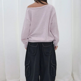 FANCY CLUB 2603 Pros Off-Shoulder Sweatshirt PINK MELANGE