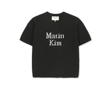 MATIN KIM 2607 HALF SLEEVE LOGO PULLOVER FOR WOMEN IN BLACK
