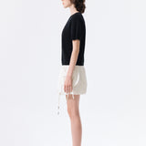 MATIN KIM 2607 HALF SLEEVE LOGO PULLOVER FOR WOMEN IN BLACK