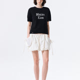 MATIN KIM 2607 HALF SLEEVE LOGO PULLOVER FOR WOMEN IN BLACK