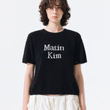 MATIN KIM 2607 HALF SLEEVE LOGO PULLOVER FOR WOMEN IN BLACK