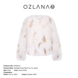 OZLANA SS2309 Spotlight Round Neck Fox Fur Jacket Cream White