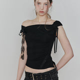 PAIN OR PLEASURE 2604 ANGEL STRAP TOP BLACK