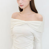 ILLIGO 2610 BOW OFF SHOULDER LONG SLEEVE WHITE