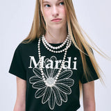 MARDI MERCREDI 2511 SLIM TSHIRT FLOWERMARDI_BLACK IVORY