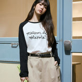 ROLAROLA 2605 MAISON DE ROLA RAGLAN T-SHIRT WH+BK