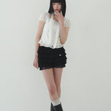 ILLIGO 2603 Ribbon Tie Square Neck Blouse White Dot