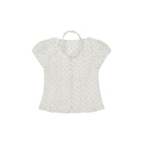 ILLIGO 2603 Ribbon Tie Square Neck Blouse White Dot