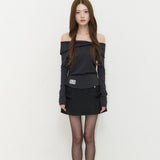 ILLIGO 2610 BOW OFF SHOULDER LONG SLEEVE BLACK