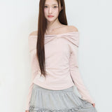 ILLIGO 2610 BOW OFF SHOULDER LONG SLEEVE PINK