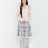 ILLIGO 2610 BOW OFF SHOULDER LONG SLEEVE PINK