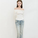 ILLIGO 2610 BOW OFF SHOULDER LONG SLEEVE WHITE