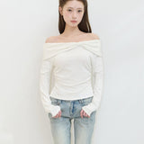 ILLIGO 2610 BOW OFF SHOULDER LONG SLEEVE WHITE