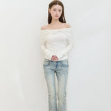 ILLIGO 2610 BOW OFF SHOULDER LONG SLEEVE WHITE