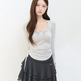 ILLIGO 2610 BOLERO SHIRRING TOP TEE GRAY
