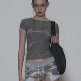 SCULPTOR 2603 Heavenly Button Down Camo Tee Forest