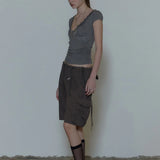 SCULPTOR 2602 Lace Trim Wrap Tee Charcoal