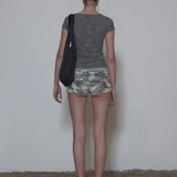 SCULPTOR 2603 Heavenly Button Down Camo Tee Forest