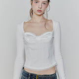 PAIN OR PLEASURE 2604 DAISY RIBBON TOP WHITE