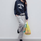 ROLAROLA 2603 MAISON DE ROLA EMBROIDERY OFF SHOULDER STRIPE SWEATSHIRT