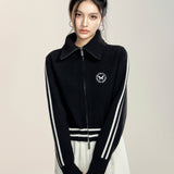 MacyMccoy 2410 撞色翻领针织上衣 黑