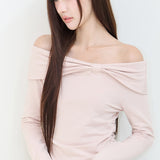 ILLIGO 2610 BOW OFF SHOULDER LONG SLEEVE PINK