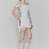 PAIN OR PLEASURE 2608 PETAL RUFFLE DRESS WHITE