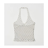 ROLAROLA 2604 DOT HALTER SLEEVELESS TOP IVORY