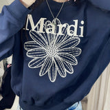 MARDI MERCREDI 2511 SWEATSHIRT FLOWERMARDI NEEDLEWORK_NAVY CREAM