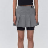 REST & RECREATION SS2404 LAYERED PLEATS SKIRT GREY