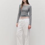 ROLAROLA 2605 NUBASIC EYELET COTTON PANTS WHITE