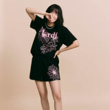 MARDI MERCREDI 2505 SWEAT SHORTS FLOWER_BLACK PINK