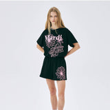 MARDI MERCREDI 2505 SWEAT SHORTS FLOWER_BLACK PINK