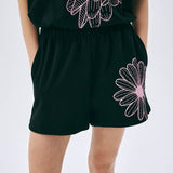 MARDI MERCREDI 2505 SWEAT SHORTS FLOWER_BLACK PINK