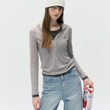 ROLAROLA 2605 NUBASIC SLIM FIT HALTER HOOD T-SHIRT GRAY