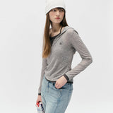 ROLAROLA 2605 NUBASIC SLIM FIT HALTER HOOD T-SHIRT GRAY