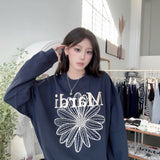 MARDI MERCREDI 2511 SWEATSHIRT FLOWERMARDI NEEDLEWORK_NAVY CREAM