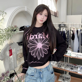 MARDI MERCREDI 2510 SWEATSHIRT RAGLAN FLOWERMARDI_BLACK PINK