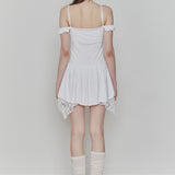 PAIN OR PLEASURE 2608 PETAL RUFFLE DRESS WHITE